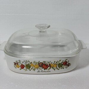 Vintage 70s Corning Ware Le Romarin Large Casserole Dish.
